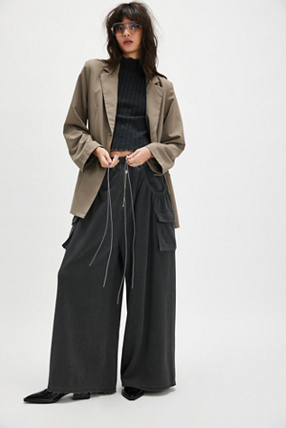 Asparagus Wide-Leg Pocket Pants