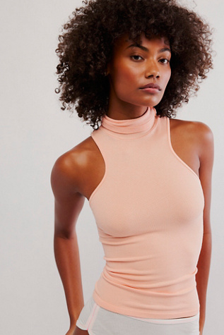 Always Ready Seamless Turtleneck Tank Top by Intimately at Free People in Electric Nectar, Size: M/L