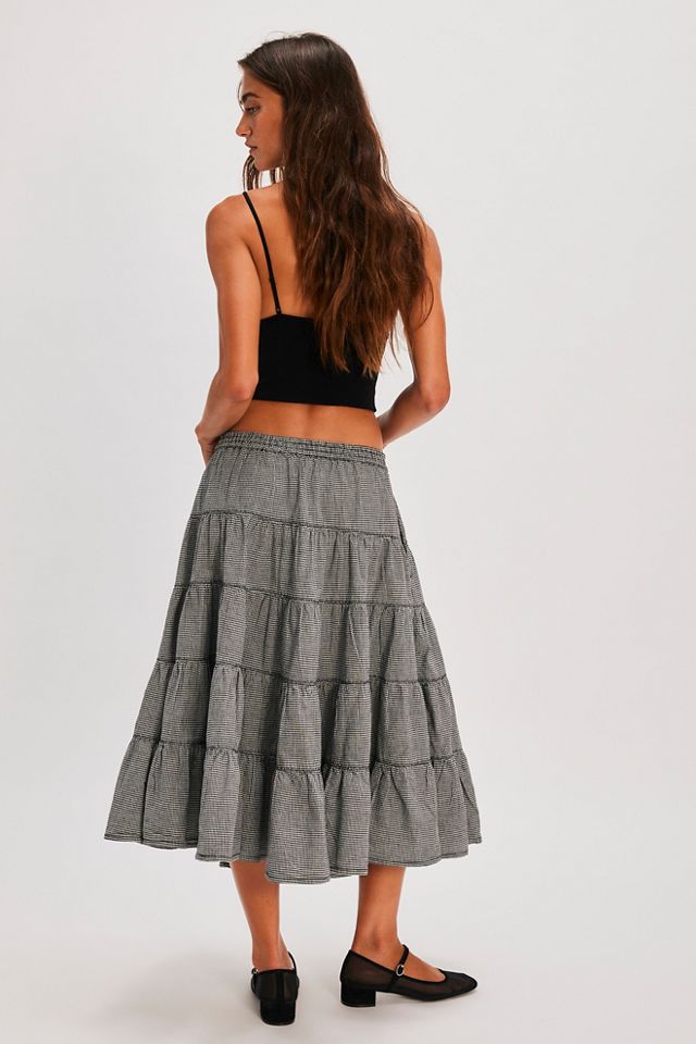 In Full Swing Gingham Midi Skirt #1