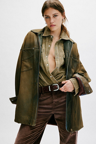 We The Free Aimee Coated Denim Jacket at Free People in Grit & Glory, Size: Medium