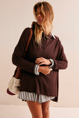 Monaco Sweater Tunic At Free People In Charred Eggplant, Size: XS