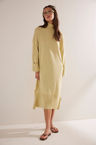 Faye Sweater Midi By free-est At Free People In Lemongrass, Size: Large