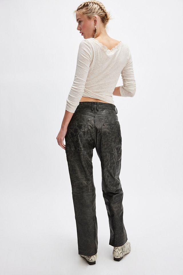 FOUND Distressed Leather Carpenter Pants #1