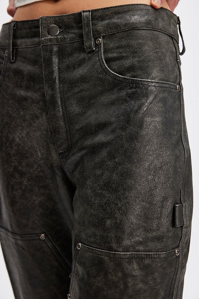 FOUND Distressed Leather Carpenter Pants #2