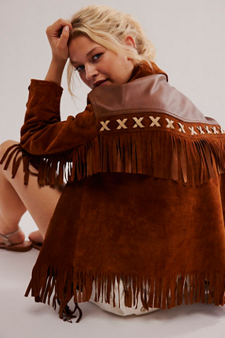 Gilet western pour femme - Faux cowboy à franges - Veste à franges