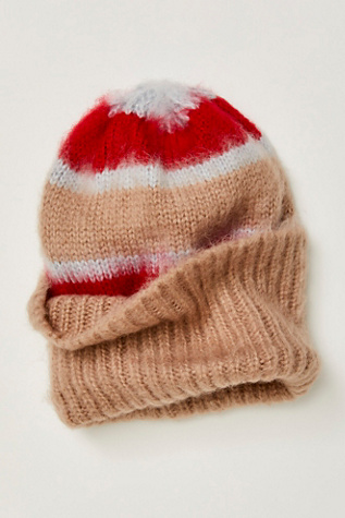 The Groove Stripe Beanie at Free People in Cherry Stripe