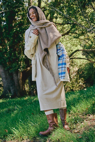 Coastline Cable Knit Scarf at Free People in Oatmeal