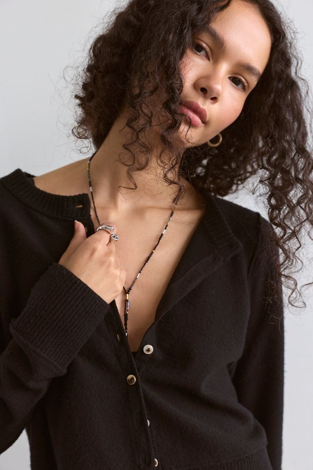 Nocturnal Solid Cashmere Cardi #3