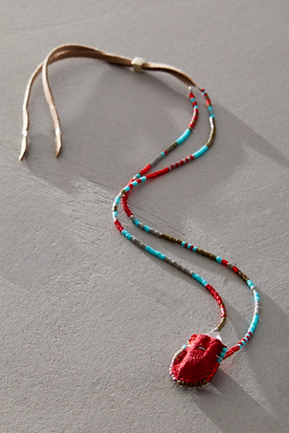 Julie Rofman x Kiki Love Mini Crystal Pouch Necklace at Free People in Red
