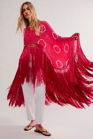 Dea Fringe Poncho Jacket at Free People in Pink