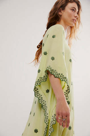 Vaali Embroidered Kaftan Jacket at Free People in Mint