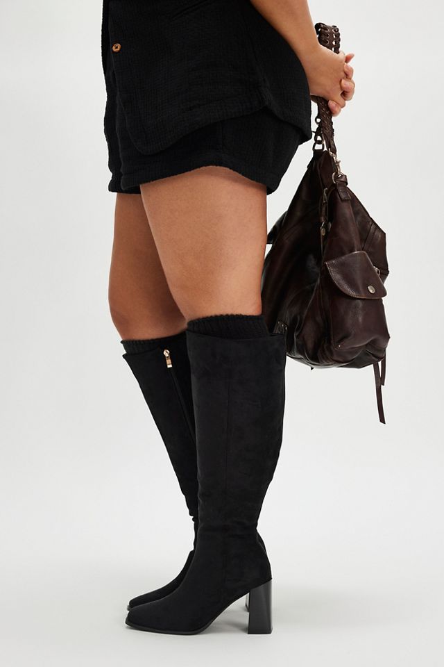 Black wide calf boots best sale