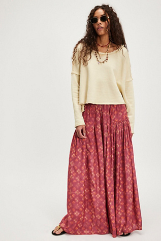 So Charming Wide-Leg Pants At Free People In Rose Combo, Size: Small