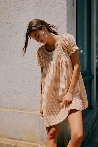 Poet Mini Dress at Free People in Pink Sand, Size: XS