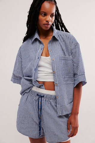 Checked Out Gingham Set by Intimately at Free People in Navy, Size: Medium