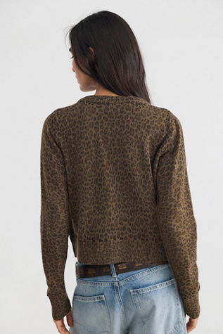 Женские кардиганы Free People Nocturnal Patterned Cashmere Cardi, цвет: Леопардовый зелёный комбинированный — фото 2