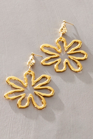 Happily Made Oversized Floral Earrings by Happily Made Co. at Free People in Gold