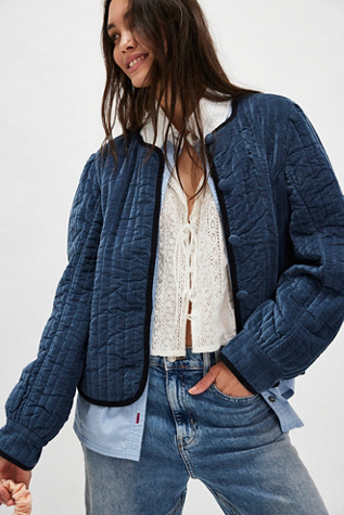 Natalia Velvet Jacket at Free People in Dark Denim, Size: XS