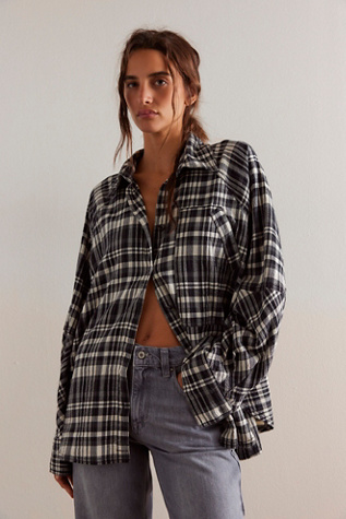 We The Free Indigo Skies Plaid Shirt at Free People in Black Combo, Size: Small