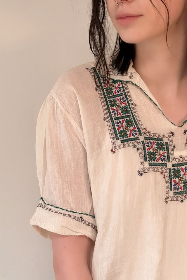 Vintage 1940's Hand Embroidered Gauze Cloth Peasant Blouse Selected By Afterlife Boutique #1