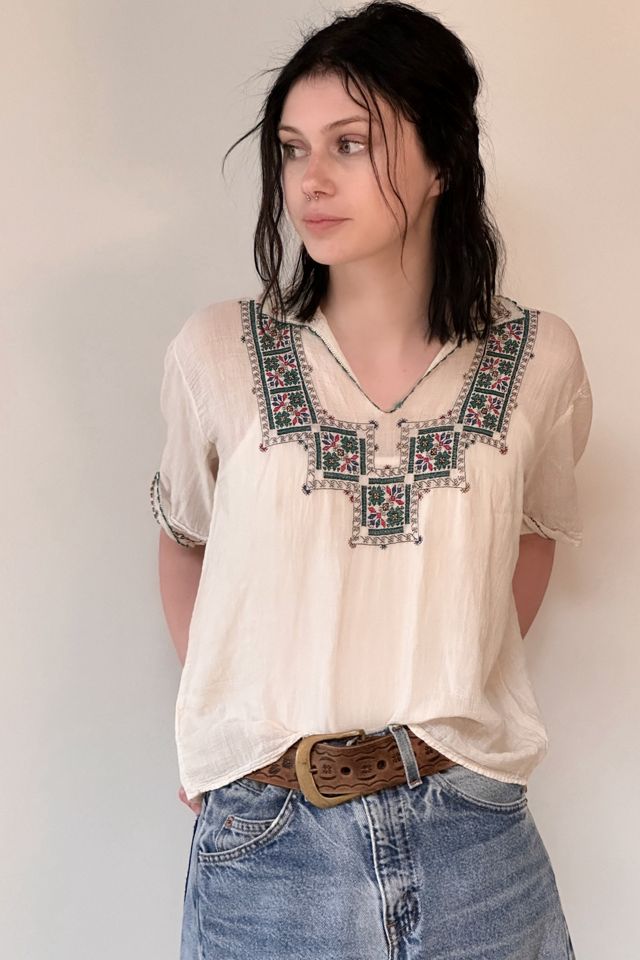 Vintage 1940's Hand Embroidered Gauze Cloth Peasant Blouse Selected By Afterlife Boutique #2