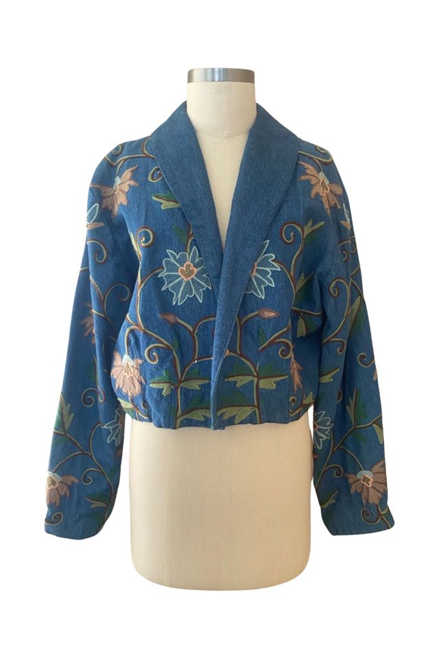 1990s Crewel Embroidered Denim Jacket Selected By Ritual Vintage #1