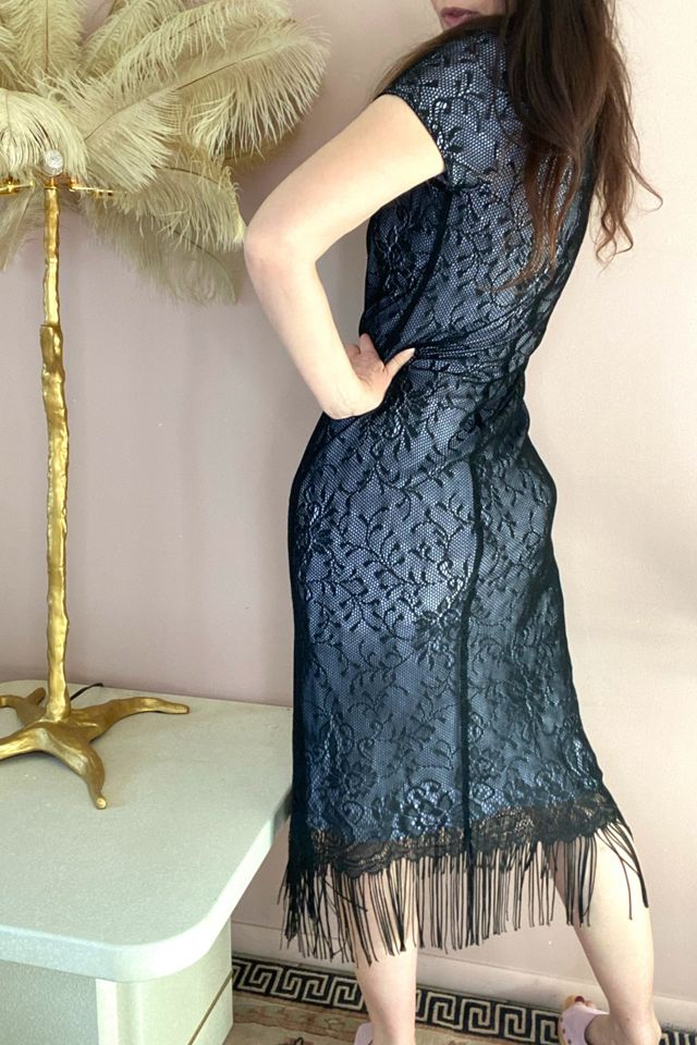 1990s Illusion Lace Fringe Shift Dress Selected By Ritual Vintage #1