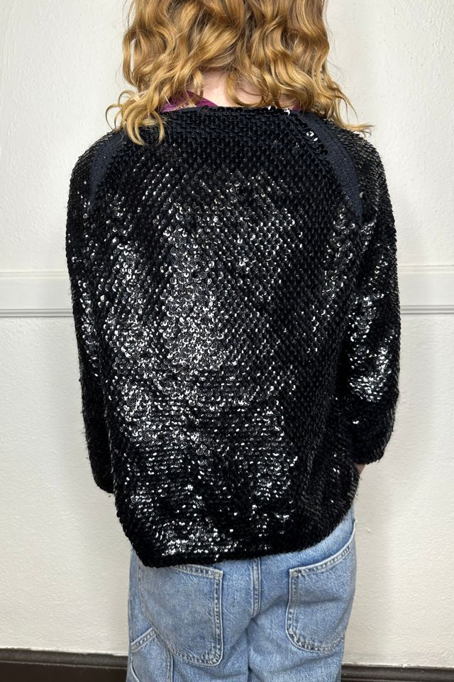 Vintage 1960s Black Sequin Sweater Selected by Cherry #1