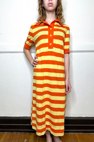 Vintage 1970s Striped Polo Shirt Dress Selected by Cherry