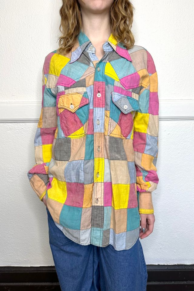 Vintage 1970s Pastel Patchwork Western Shirt Selected by Cherry #1