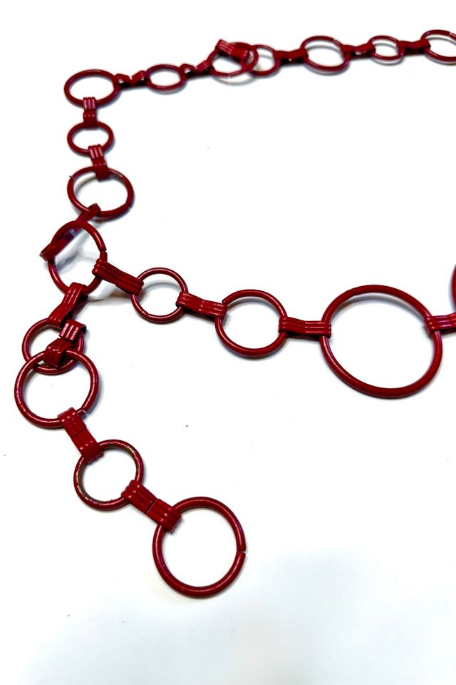 Vintage 1980s Red Triangle and Circles Chain belt Selected by Cherry #3