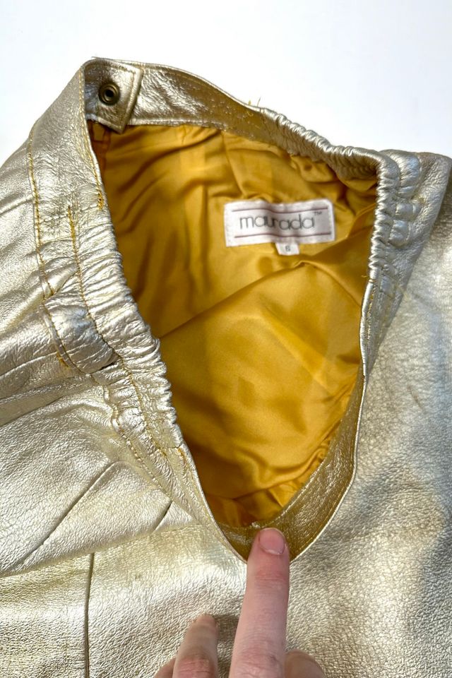 Vintage 1990s Gold Leather Skirt Selected by Cherry #2