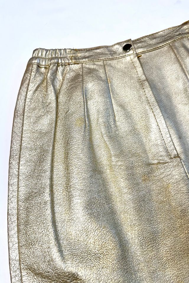 Vintage 1990s Gold Leather Skirt Selected by Cherry #3