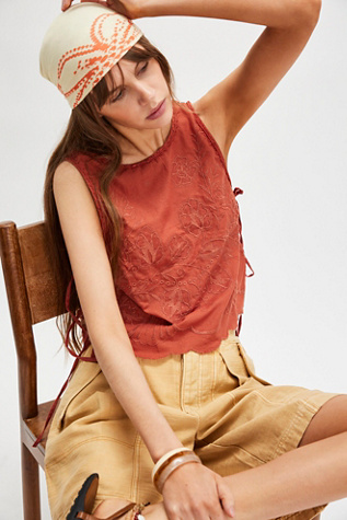 Faded Gardens Tank Top by Free People in Brown, Size: L