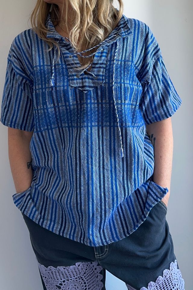 Vintage Indigo Woven Tunic with Embroidered Motif Selected by KA.TL.AK #2