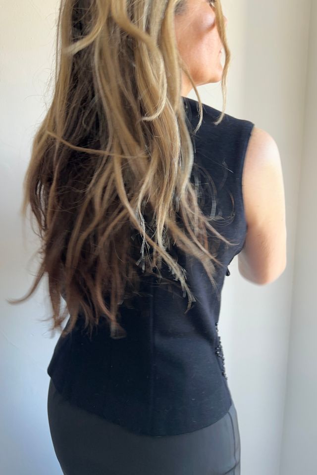 Vintage Black Beaded Sleeveless Top Selected by KA.TL.AK #3