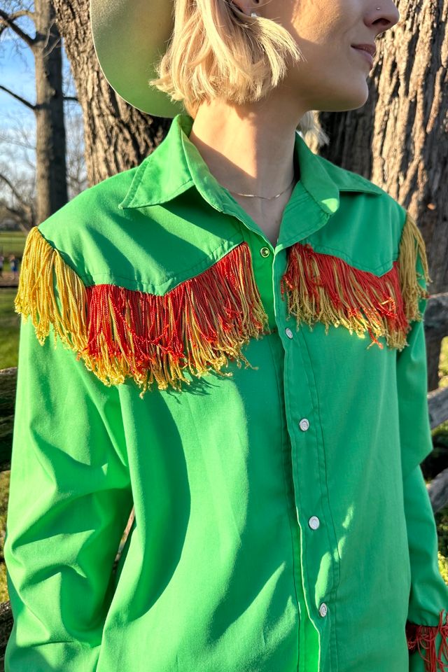 Vintage Green Fringe Western Shirt Selected by Grievous Angel Vintage #1