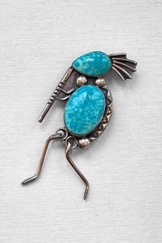 Large Vintage Southwest Sterling Silver Cabochon Pin Selected by MARMALADE