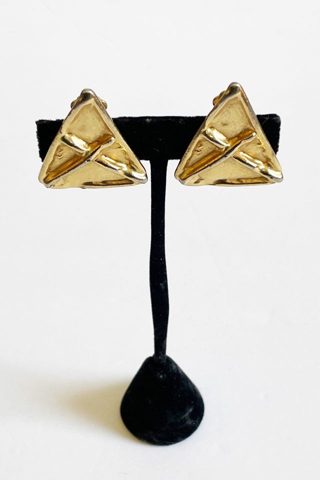 Vintage Gold Triangle Clip Earrings #1