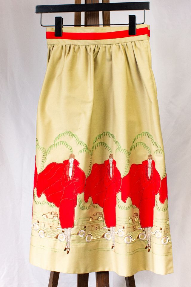 Khaki embroidered skirt best sale