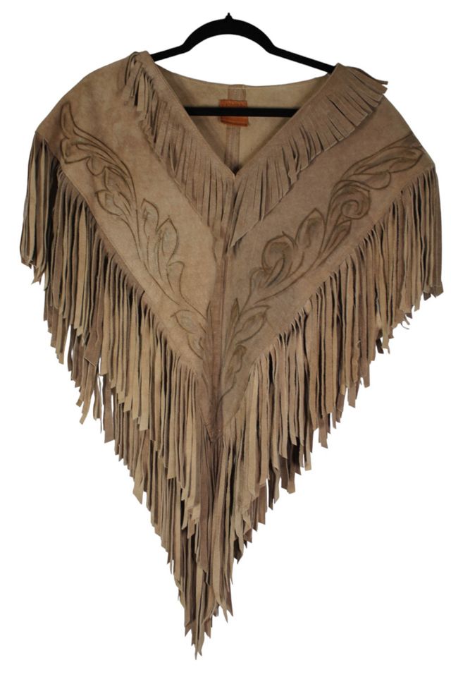 トップス FACETASM cut off kung fu poncho 1970s Suede Cowgirl Fringe Poncho Selected By Moons + Junes