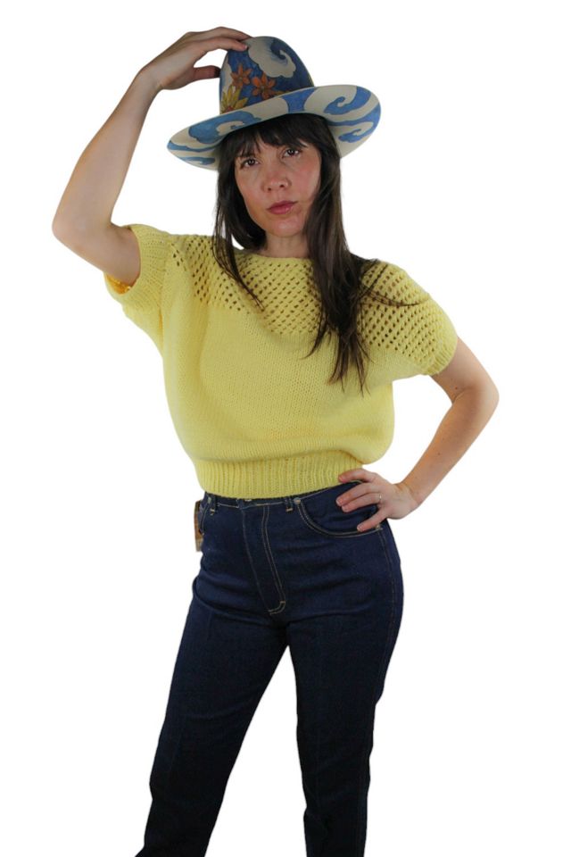1980s Handmade Yellow Crochet Knit Top Selected By Moons + Junes Vintage #3