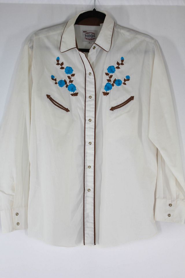 Vintage Floral Embroidered Western Pearl Snap Blouse Selected By Moons + Junes Vintage #3