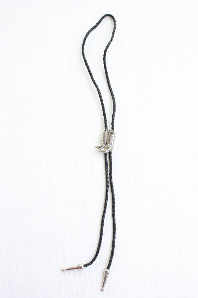 Vintage Silver Cowboy Boot Bolo Tie Selected By Moons + Junes Vintage #1