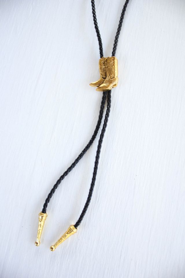 Vintage Golden Cowboy Boot Western Bolo Tie Selected By Moons + Junes Vintage #2
