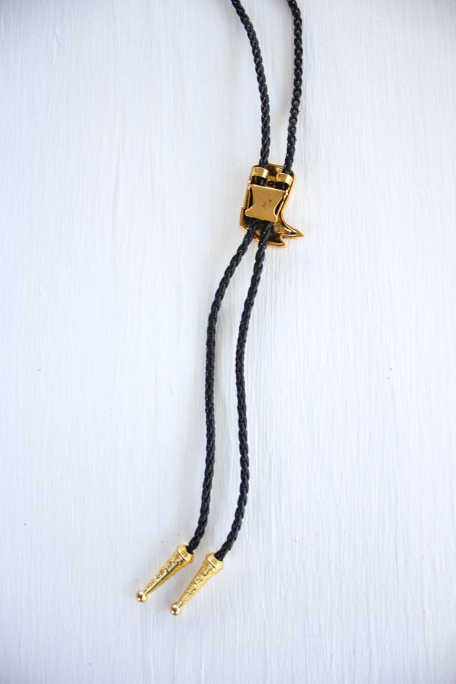 Vintage Golden Cowboy Boot Western Bolo Tie Selected By Moons + Junes Vintage #3