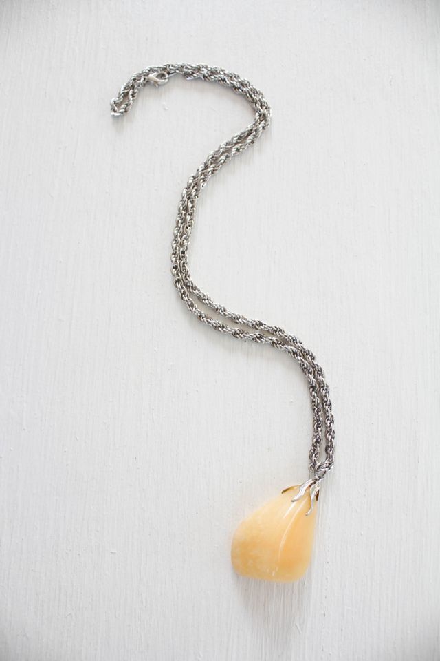 Vintage Amber Stone Pendant Necklace Selected By Moons + Junes Vintage #3