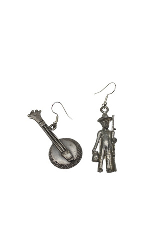 Upcycled Vintage Asymmetrical Cowboy Banjo Earrings Selected By Moons + Junes Vintage