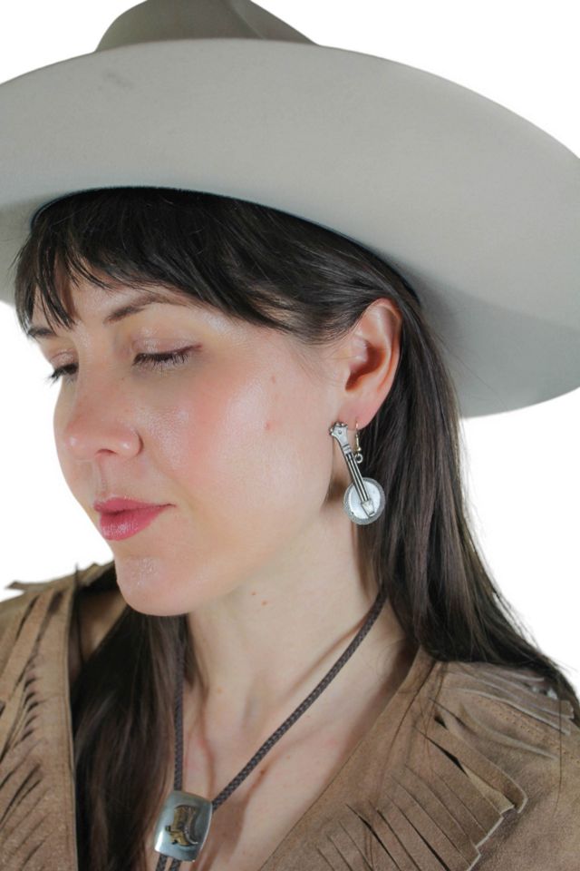 Upcycled Vintage Asymmetrical Cowboy Banjo Earrings Selected By Moons + Junes Vintage #1