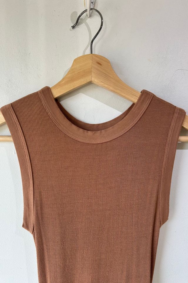Enza Costa Brown Body Con Dress with Back Cutout Selected by The Curatorial Dept. #1